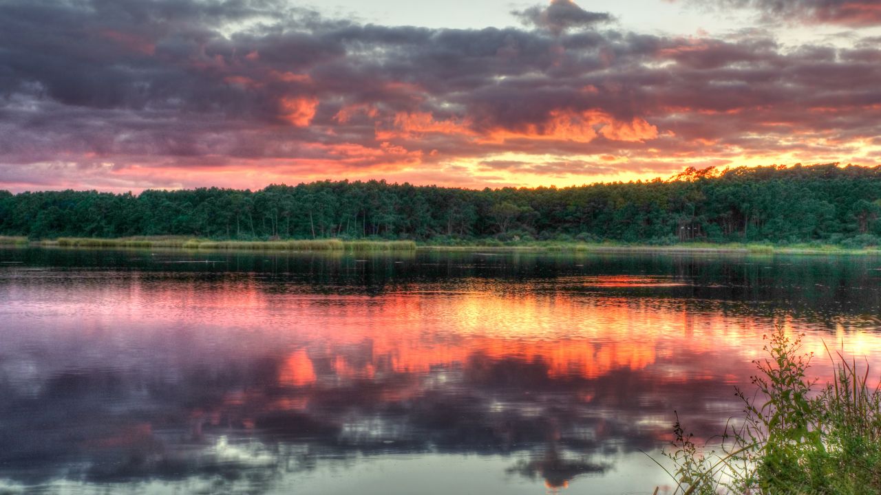 sunset over a lake